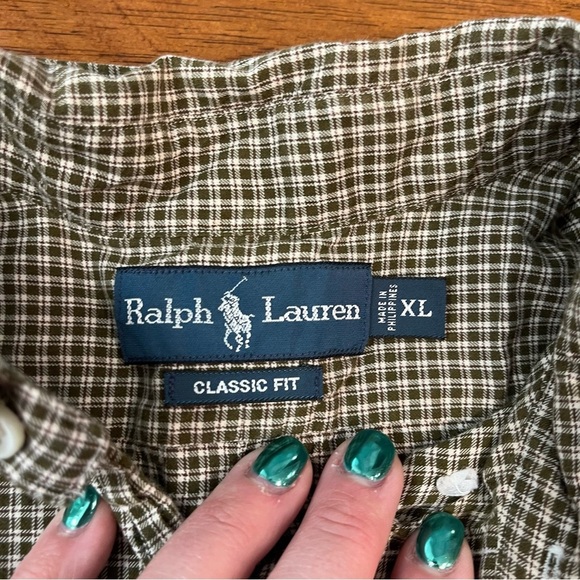 Ralph Lauren brown cream 100% cotton classic fit button down size XL - Picture 3 of 9
